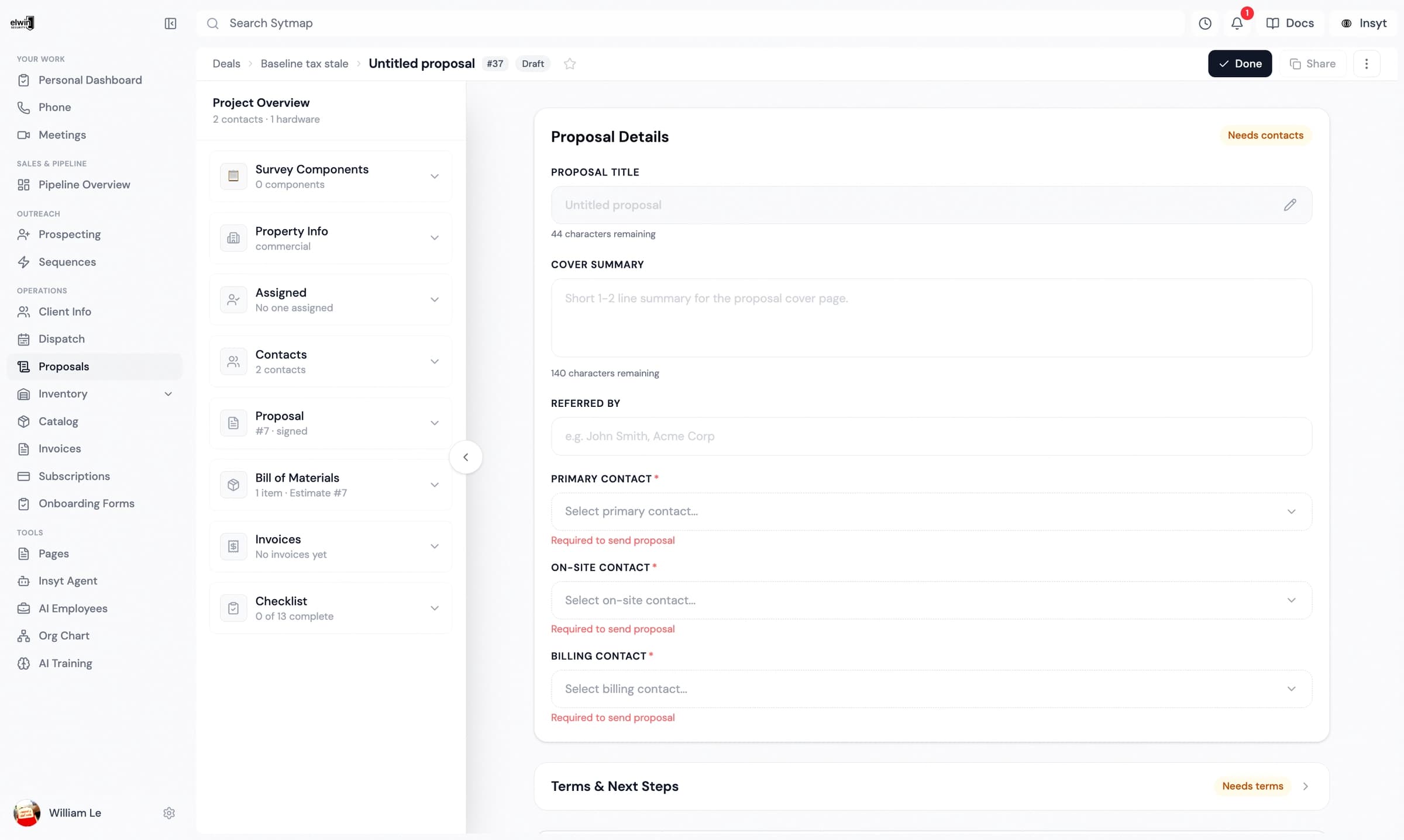 Sytmap proposal editor showing project overview and proposal details